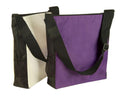 Reusable Grocery Shopping Tote Totes Bag Bags Side Zippered Pockets-Natural / Black-