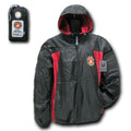US Military Air Force Army Navy Marines Sports 2 Tone Windbreaker Rain Zipper-Marines - Black-Medium-R36
