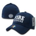 Rapid Dominance USA Military Law Enforcement Flexfit Fitted Embroidered Baseball Dad Caps Hats-Fire Rescue - Navy-S/M-
