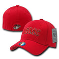 Rapid Dominance USA Military Law Enforcement Flexfit Fitted Embroidered Baseball Dad Caps Hats-Marines - Red-S/M-