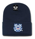 USAF Army USmc Marines Navy Coast Guard Logos Beanies Cuffed Long Knit Caps Hats-Coast Guard - Navy-