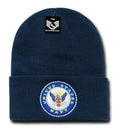 USAF Army USmc Marines Navy Coast Guard Logos Beanies Cuffed Long Knit Caps Hats-Navy Logo - Navy-