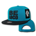 Whang Be Loco Retro Flat Bill 6 Panel Constructed Snapbackhats Caps Hats-Teal/Black-