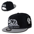 Whang California Cali Republic 6 Panel Flat Vinyl Bill Snapback Hats Caps-Black/Grey-