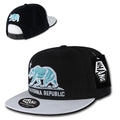 Whang California Cali Republic 6 Panel Flat Vinyl Bill Snapback Hats Caps-Black/White-