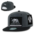 Whang California Cali Republic Bear Cali Flag Snapbacks Snapback Caps Hats-Charcoal / Black-