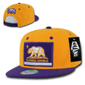 Whang California Cali Republic Bear Cali Flag Snapbacks Snapback Caps Hats-Gold / Purple-