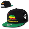 Whang California Cali Republic Bear Flat Bill Retro 3D Snapback Caps Hats Unisex-Rasta-