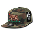 Whang California Camouflage Cali Republic Bear Snapback Hats Caps-Woodland/Woodland/Olive-