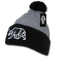 Whang California Republic Cali Bear Cuff Pom Rasta Warm Winter Beanies Hats Caps-Heather Grey / Black-