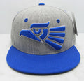 Whang Graphic Snapbacks Mexico Mexican Eagle 6 Panel Flat Bill Hats Caps-Heather Grey/Royal-