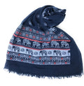 Casaba Women's Scarf Scarves Elephant Designs Indian Style-Navy-