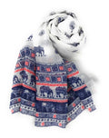 Casaba Women's Scarf Scarves Elephant Designs Indian Style-White-