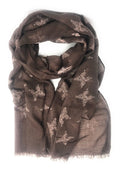 Casaba Women's Scarf Scarves Floral Soft Light Sheer-Brown-